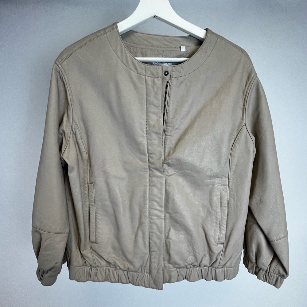 Vince Collarless Minimal Leather Jacket